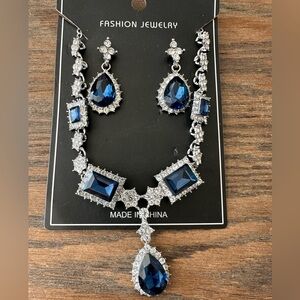 Elegant Blue and Silver Fashion Jewelry Set